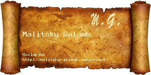 Malitsky Galamb névjegykártya